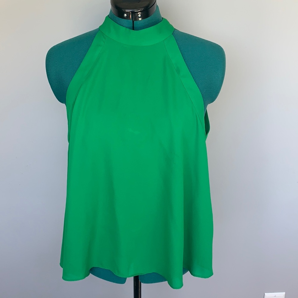Zara Green Womens Sleeveless Blouse with long tie
